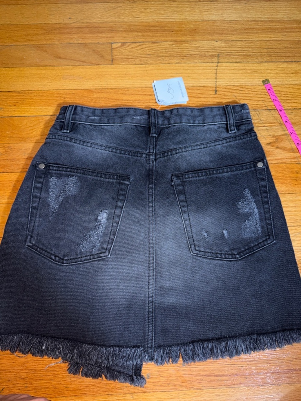 Elan Black Distressed Denim Mini Skirt - Picture 7 of 7